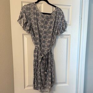 Elegant Blue Patterned Dress